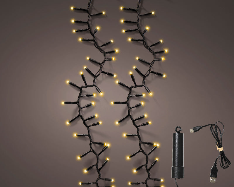 Battery Operated Duracharge Compact 160 LED Twinkle Classic Warm Lights 4m USB Rechargable