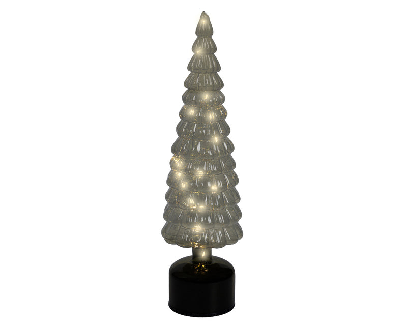 Battery Operated Micro LED Green Rotating Tree Warm White Lights 11 x 39cm