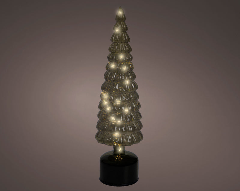 Battery Operated Micro LED Green Rotating Tree Warm White Lights 11 x 39cm