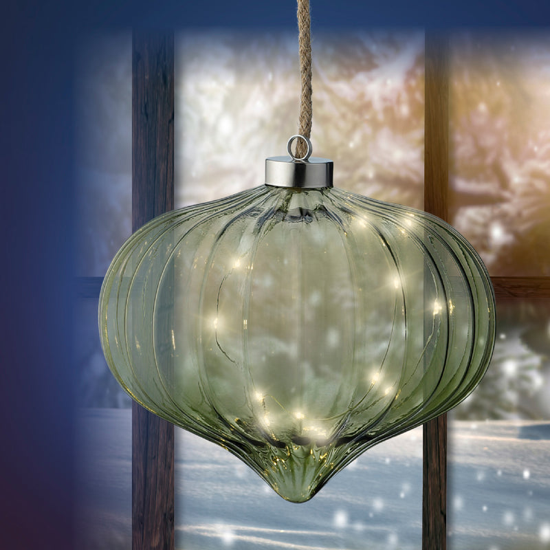 Battery Operated Micro LED Hanging Decoration Light - Onion Shape Warm White 20cm