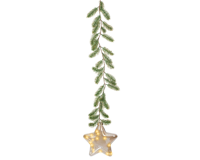 Battery Operated Micro LED Hanging Decoration Light - Star Shape Classic White 20cm