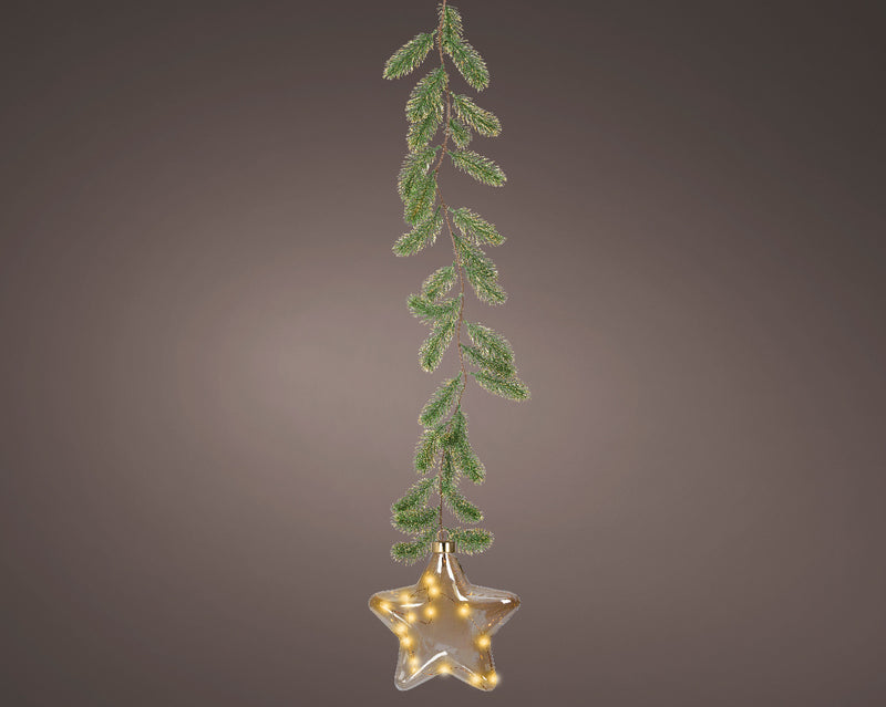 Battery Operated Micro LED Hanging Decoration Light - Star Shape Classic White 20cm