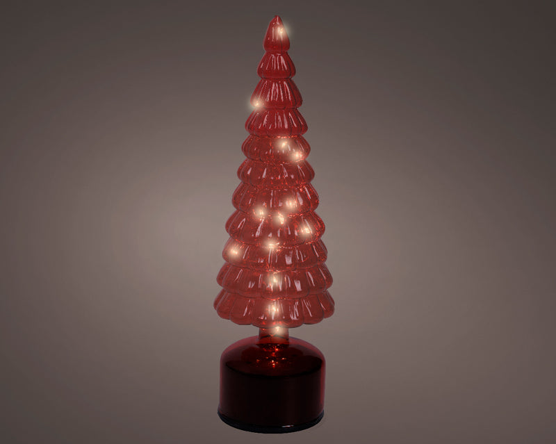 Battery Operated Micro LED Red Rotating Tree Warm White Lights 10 x 34cm