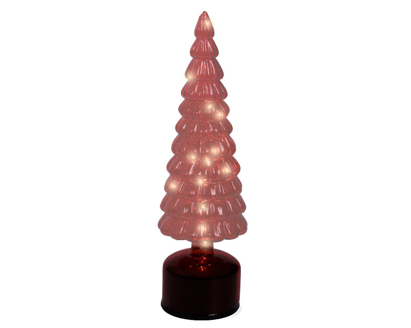 Battery Operated Micro LED Red Rotating Tree Warm White Lights 10 x 34cm