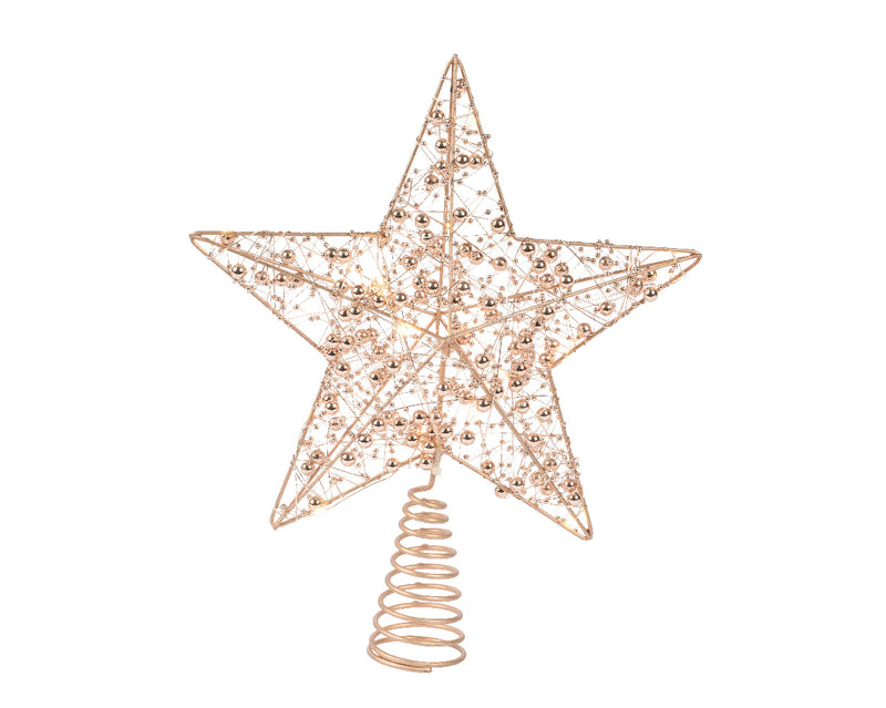 Battery Operated Micro LED Tree Topper Gold Star With Warm White Lights 25 x 6 x 27cm