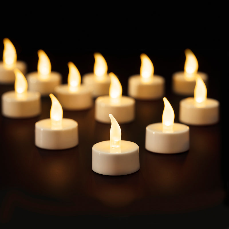 Battery Operated Set of 12 LED Tealight Flicker Flame 3.8 x 4.6cm