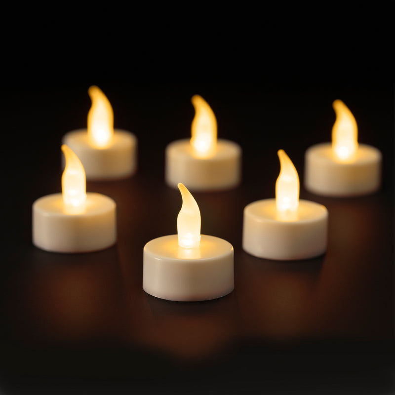 Battery Operated Set of 6 LED Tealight Flicker Flame 3.8 x 4.6cm