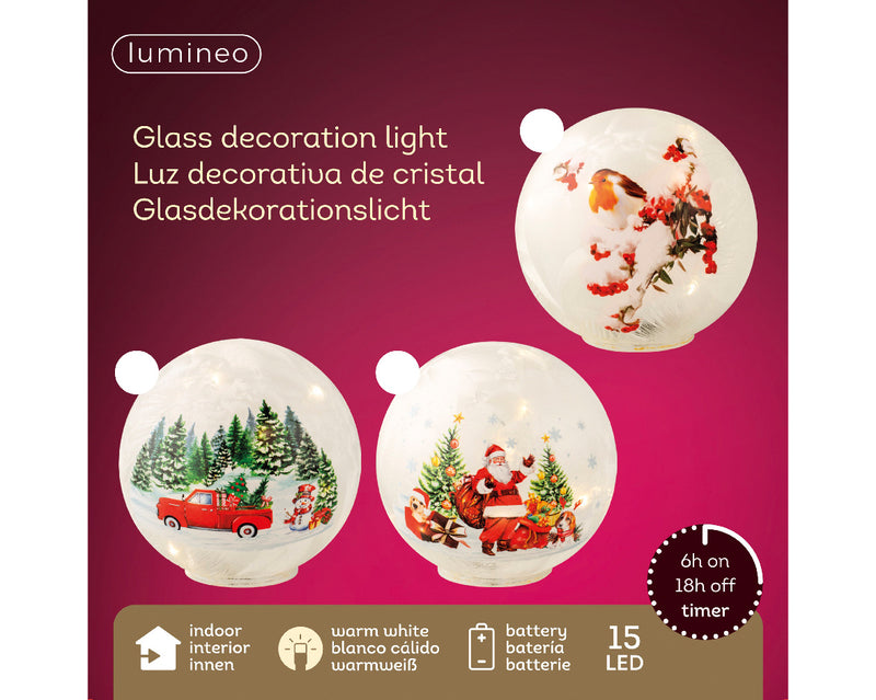 Battery Operated Table Lamp Santa, Robin or Snowman (15cm)