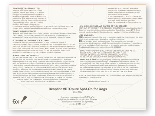 Beaphar Vetopure Medium Dog Natural spot on alternate view
