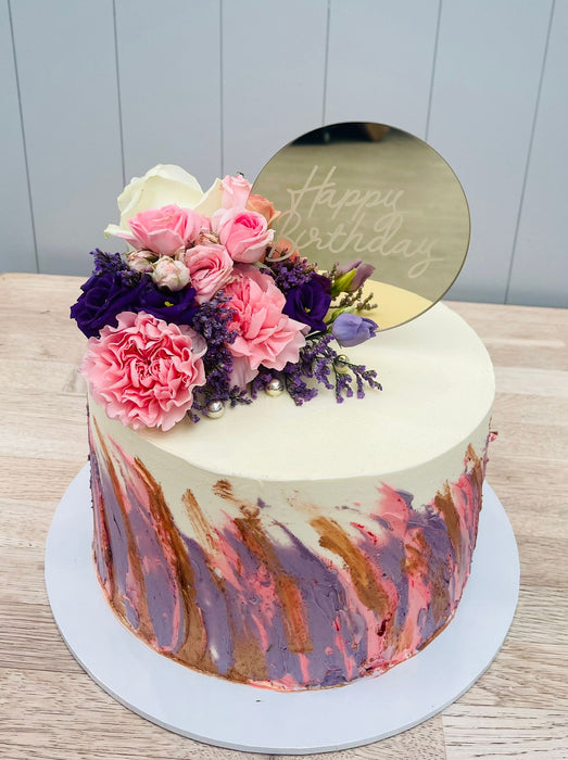 Bespoke Pink and Purple Floral Cake