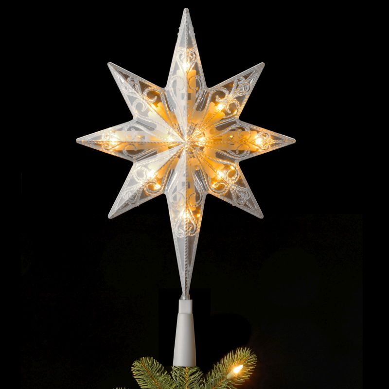 11 Inch Bethlehem Star Tree Topper with 10 Warm White LED Lights (Connectable System)