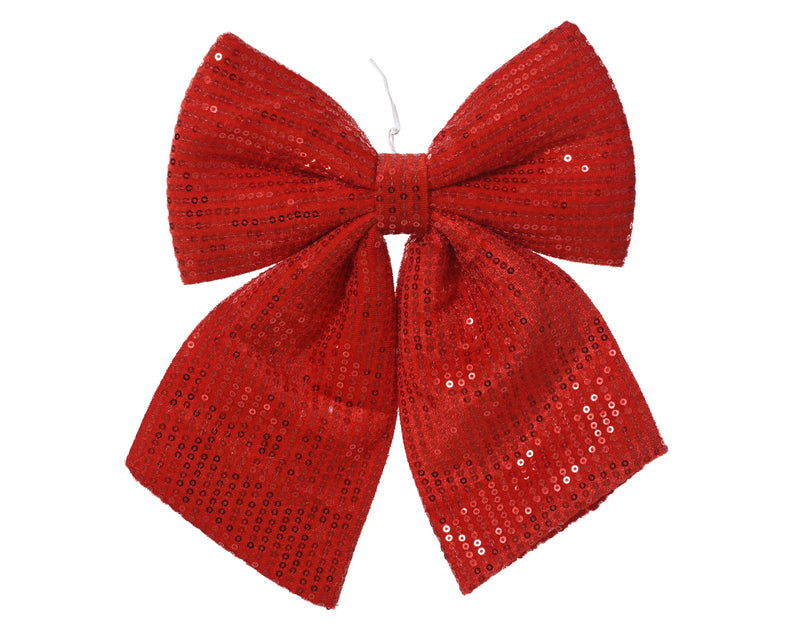 Christmas Bow With Sequins Red 20cm x 22cm