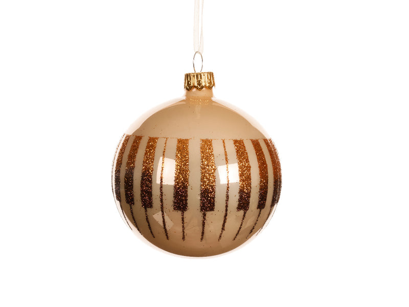 Christmas Bauble Glass  Enamel Piano Keys 8cm
