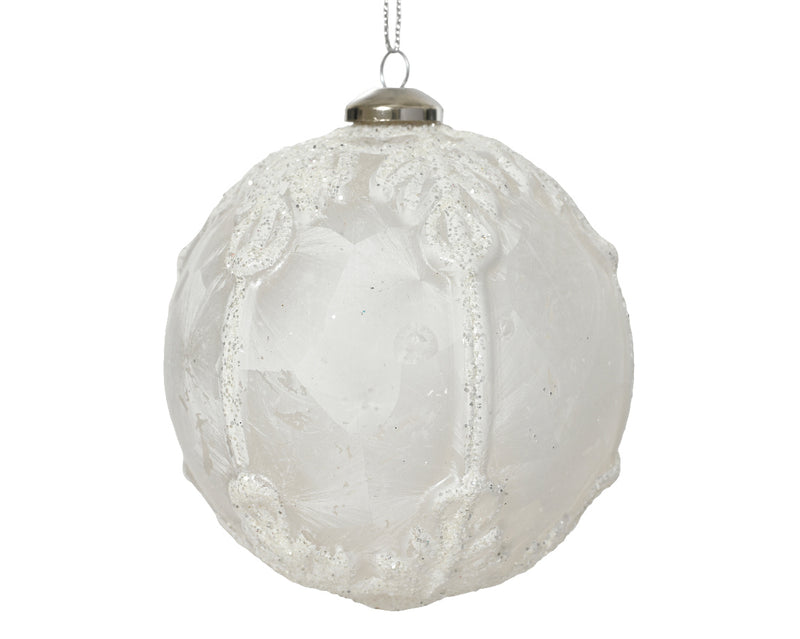 Christmas Bauble Ice Laquer White (10cm)
