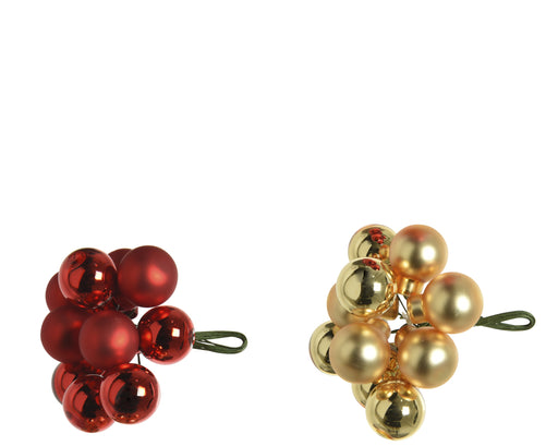Glass Bauble Red and Gold Round 2.1 cm