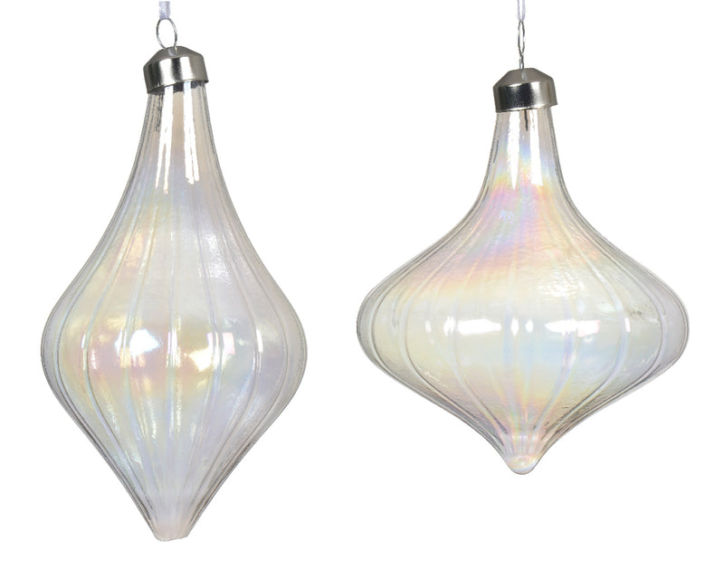 Christmas Bauble Pearl Clear Glass (10cm x 13.5cm) Sold Individually