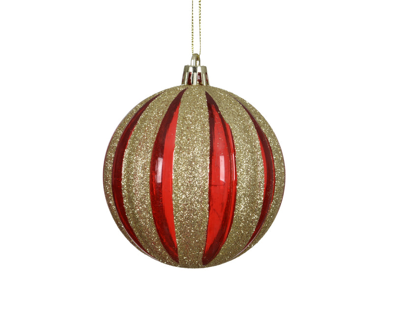 Christmas Shatterproof Bauble Red & Gold 8cm