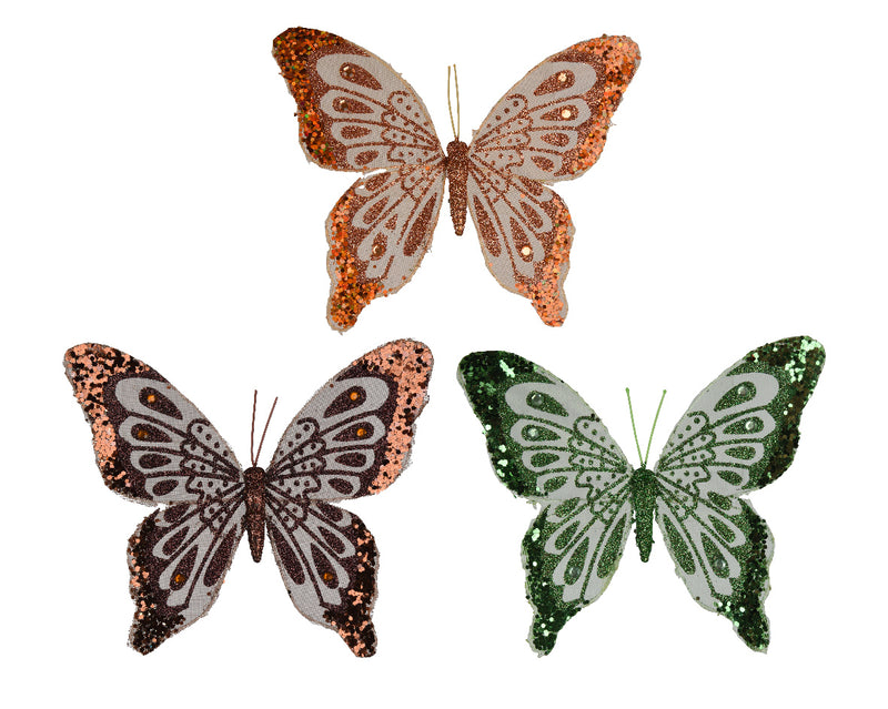 Christmas Decoration Butterfly Glitter Clip (20cm x 17cm) Sold individually