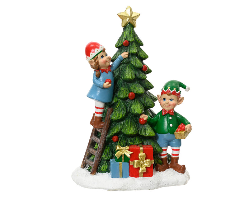 Christmas Decoration Elf Decorating Christmas Tree Polyresin  (14cm x 20cm)