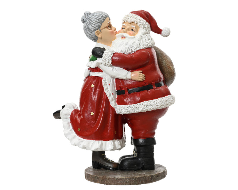Christmas Decoration Santa & Mrs Claus Kissing (15cm x 20cm)