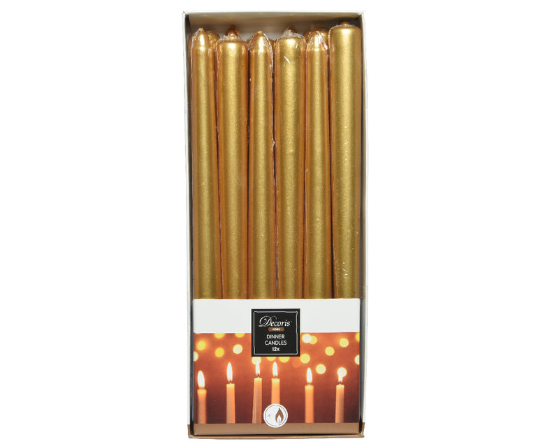 Christmas Dinner Candle Gold 2cm x 25cm Pack of 12