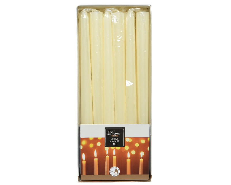 Christmas Dinner Candle Ivory 2cm x 25cm Pack of 12