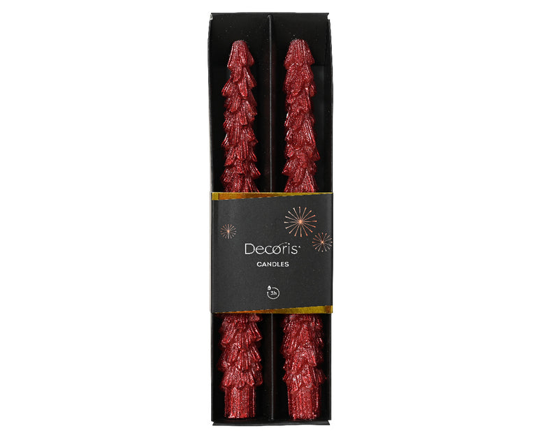 Christmas Dinner candle Tree Shape Red 2.1cm x 25cm (2 Pack)