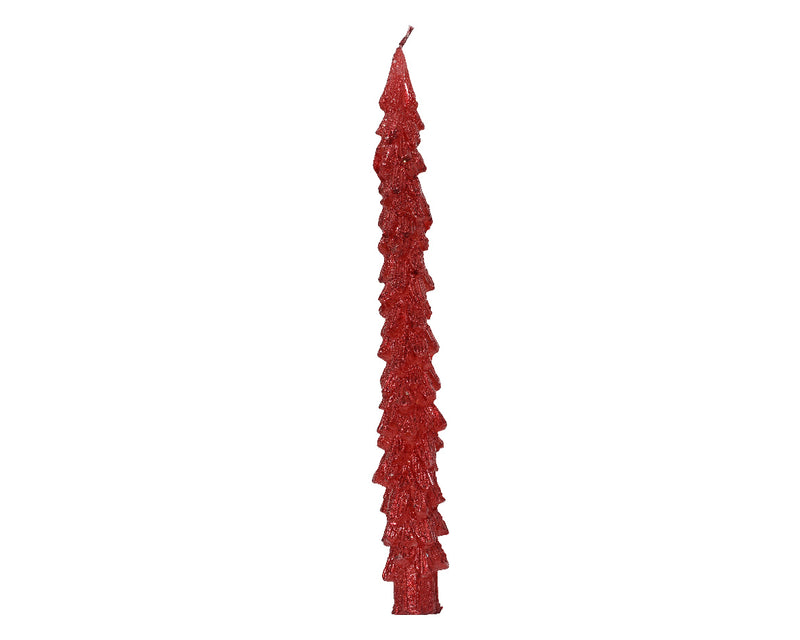 Christmas Dinner candle Tree Shape Red 2.1cm x 25cm (2 Pack)