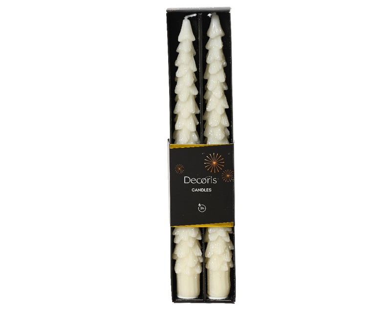 Christmas Dinner candle Tree Shape White 2.1cm x 25cm (2 Pack)