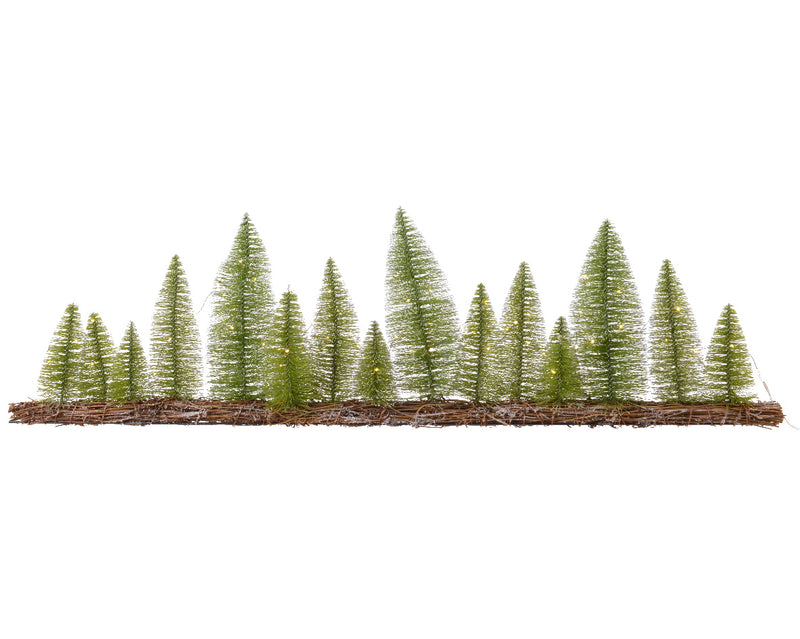 Christmas Forest Table-Piece Frosted With 60 LED Warm White Lights 100cm x 30cm (Battery Operated)