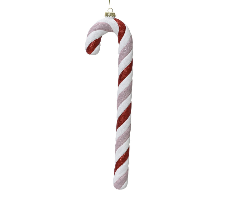 Christmas Hanging Decoration Candy Cane Red and White With Glitter 40cm