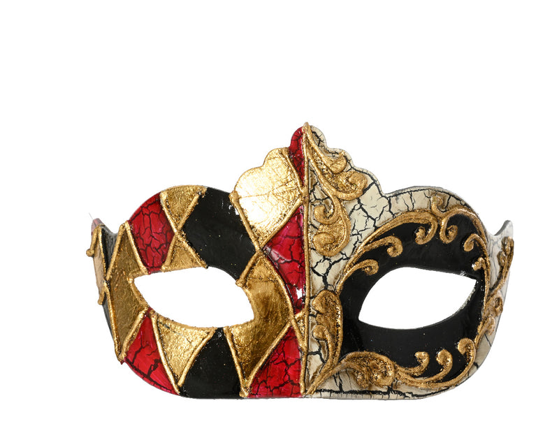 Christmas Hanging Decoration Carnival Mask Red & Gold (16cm x 10cm)