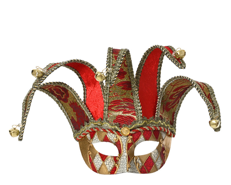 Christmas Hanging Decoration Carnival Mask Red & Gold (38cm x 23cm)