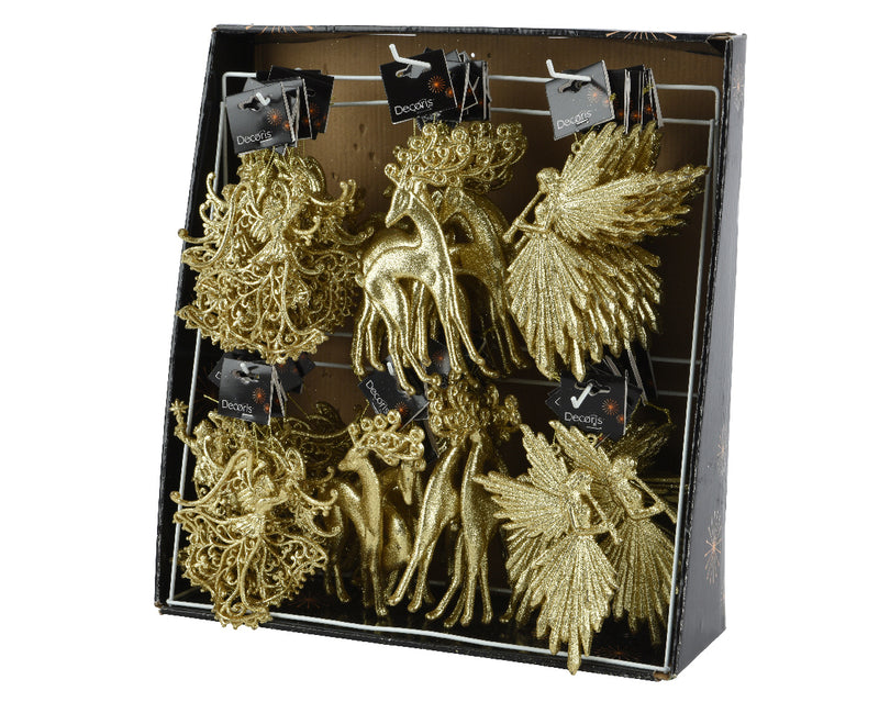 Christmas Hanging Decoration Golden Angel or Deer (16cm x 10cm) Sold Individually