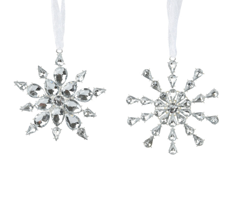 Christmas Hanging Decoration Snowflake Acrylic Silver (9cm) Sold individually