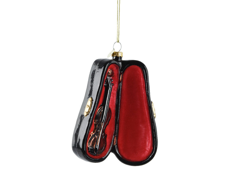 Christmas Hanging Decoration Violin in Case Glass Finish (12cm x 9cm)
