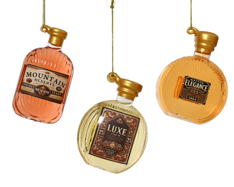 Christmas Hanging Decoration Whiskey Bottle With Liquid Glass Finish (7cm x 10cm)