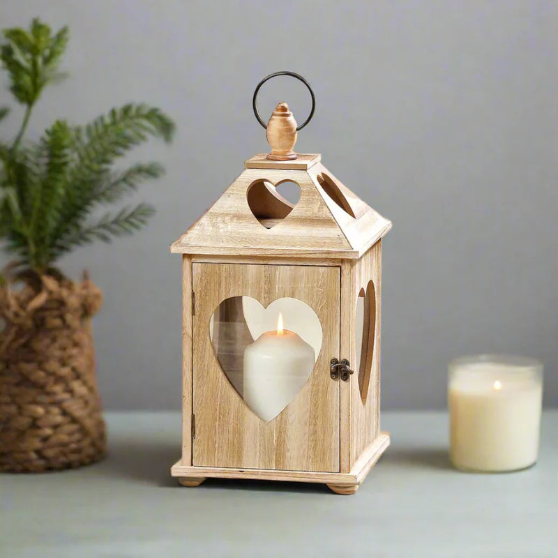 Christmas Lantern Wooden Heart Jules 24cm x 14cm Small