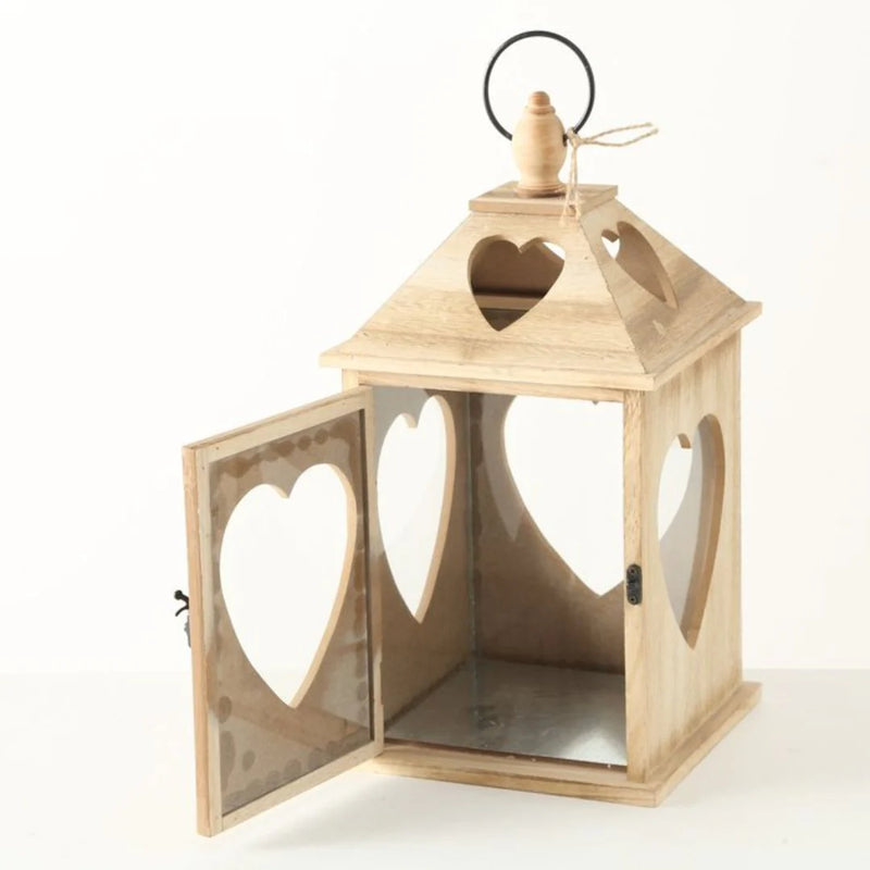 Christmas Lantern Wooden Heart Jules 24cm x 14cm Small
