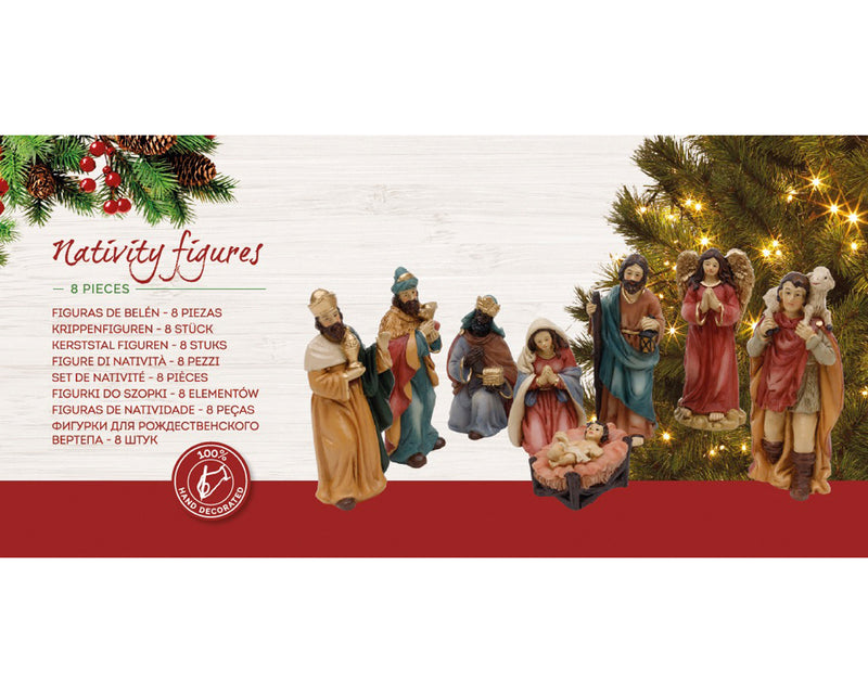 Christmas Nativity Set With 8 Figures (9cm)