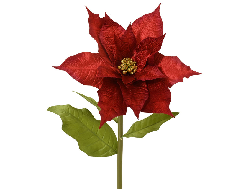 Christmas Poinsettia Red Velvet On Stem 120cm
