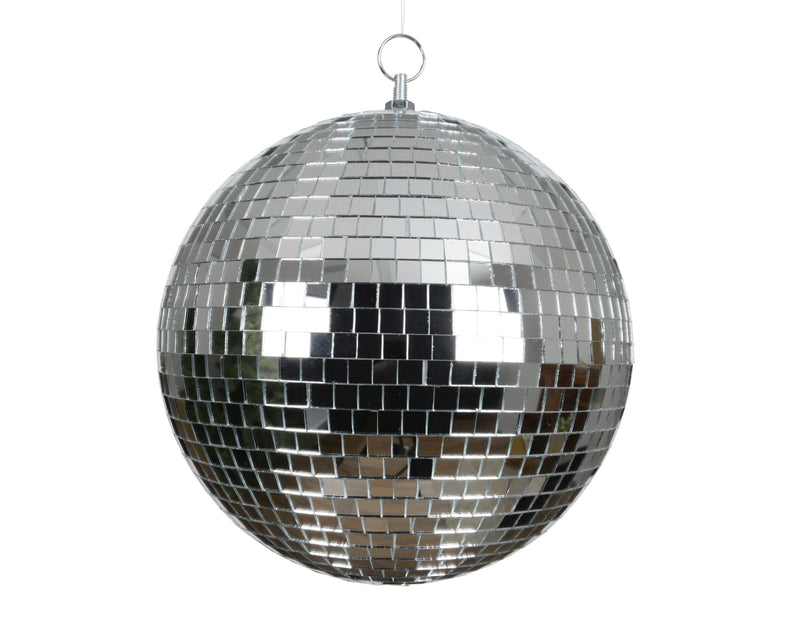 Christmas Shatterproof Bauble Disco Ball Silver Mirror 25cm