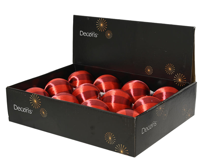 Christmas Shatterproof Bauble Foam Thread Red 8cm