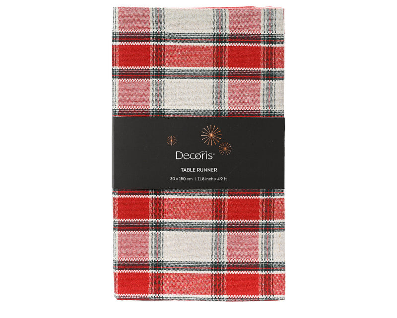 Christmas Table-runner Cotton Tartan Green-Red (150cm x 30cm)
