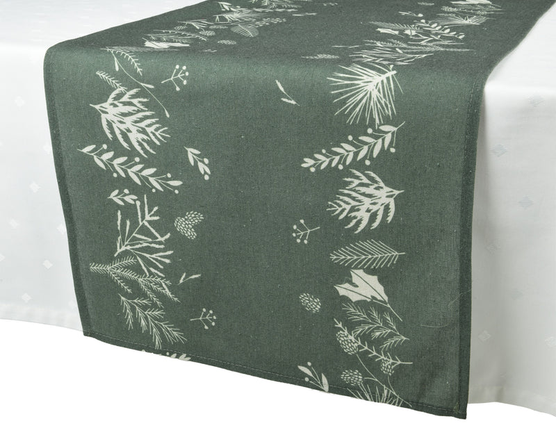 Christmas Tablerunner Polyester Cotton Print Plant Pattern 140cm x 40cm