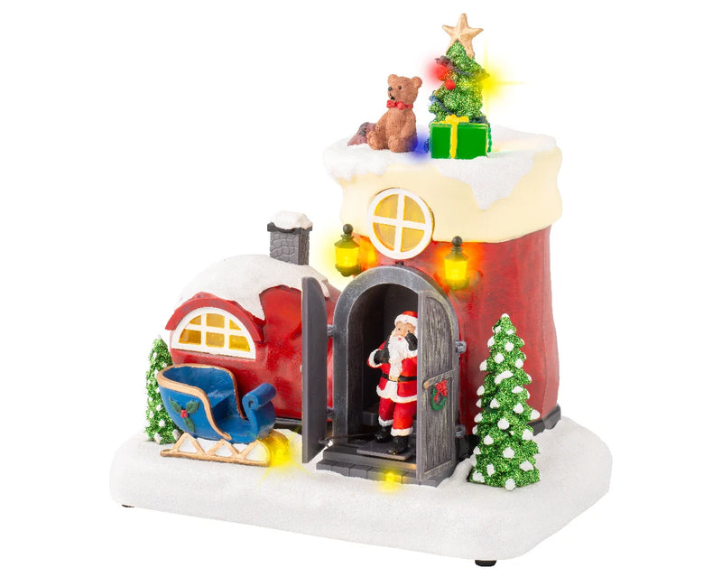 Christmas Village Scene Santa In Shoe House Battery Operated (21cm x 23cm)