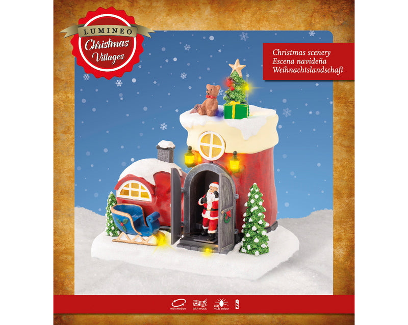 Christmas Village Scene Santa In Shoe House Battery Operated (21cm x 23cm)