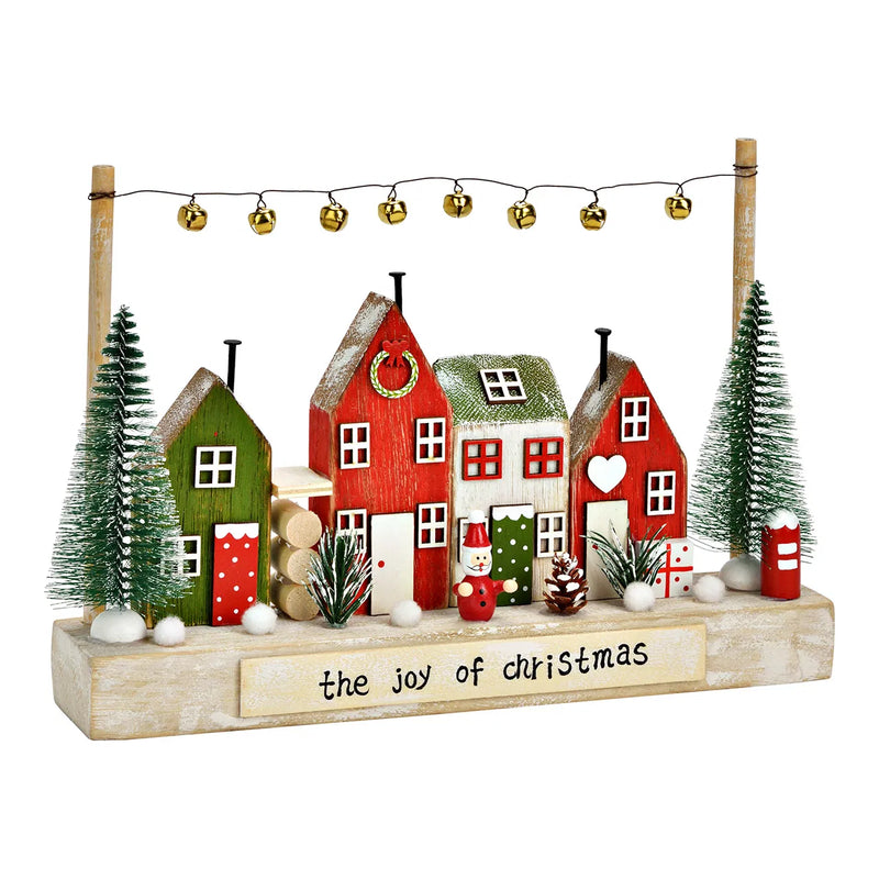 Christmas Village Scene "The Joy of Christmas" Houses Christmas 27x19x5cm