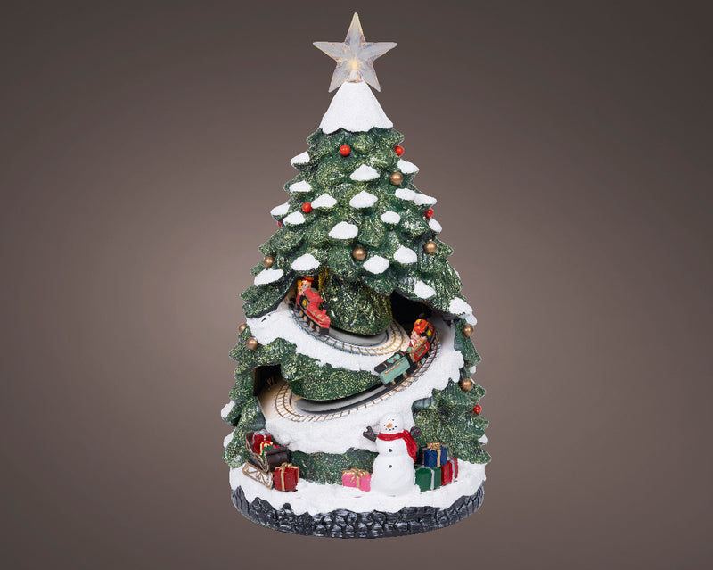 Christmas Village Scene Tree With Moving Train Battery Operated (21.5cm x 20cm x 38cm)