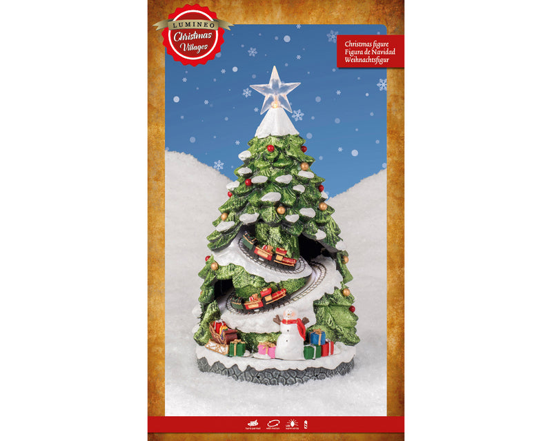 Christmas Village Scene Tree With Moving Train Battery Operated (21.5cm x 20cm x 38cm)